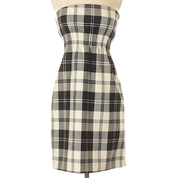 Red Valentino strapless plaid wool dress - Picture 1 of 7